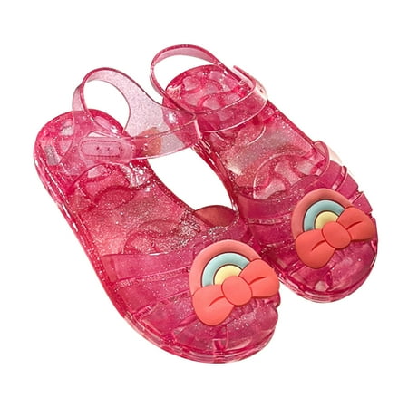 5-6 Years Princess Costumes Jelly Flats Shoes for Little Girls Birthday Party Dress Up Sandals Girls Cute Fruit Jelly Colors Hollow Out Non-slip Soft Sole Beach Roman Sandals Pink