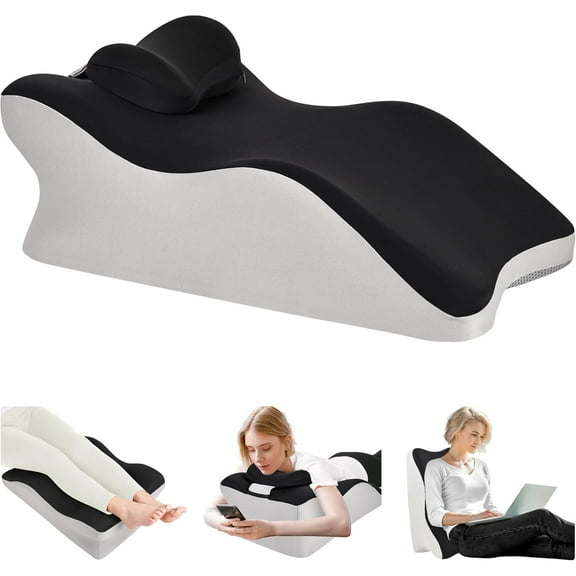 Reading Pillow for Bed,Adult  Ergonomic Back Support Pillow for Bed Sitting Up Prone Pillow Face Down Sleep Wedge Pillow for Back Pain Relief