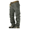 thumbnail image 2 of Dpytoraw Men's Cotton Pocket Overalls Long Pants Thick Pants Loose Wear Solid Color Pants, 2 of 5