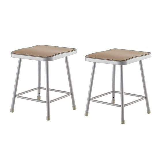 National Public Seating (2 Pack) NPS® 18" Heavy Duty Square Seat Steel Stool, Grey