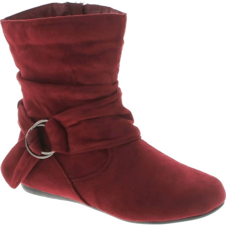

Women s Fashion Calf Flat Heel Side Zipper Slouch Ankle Boots Burgundy 7