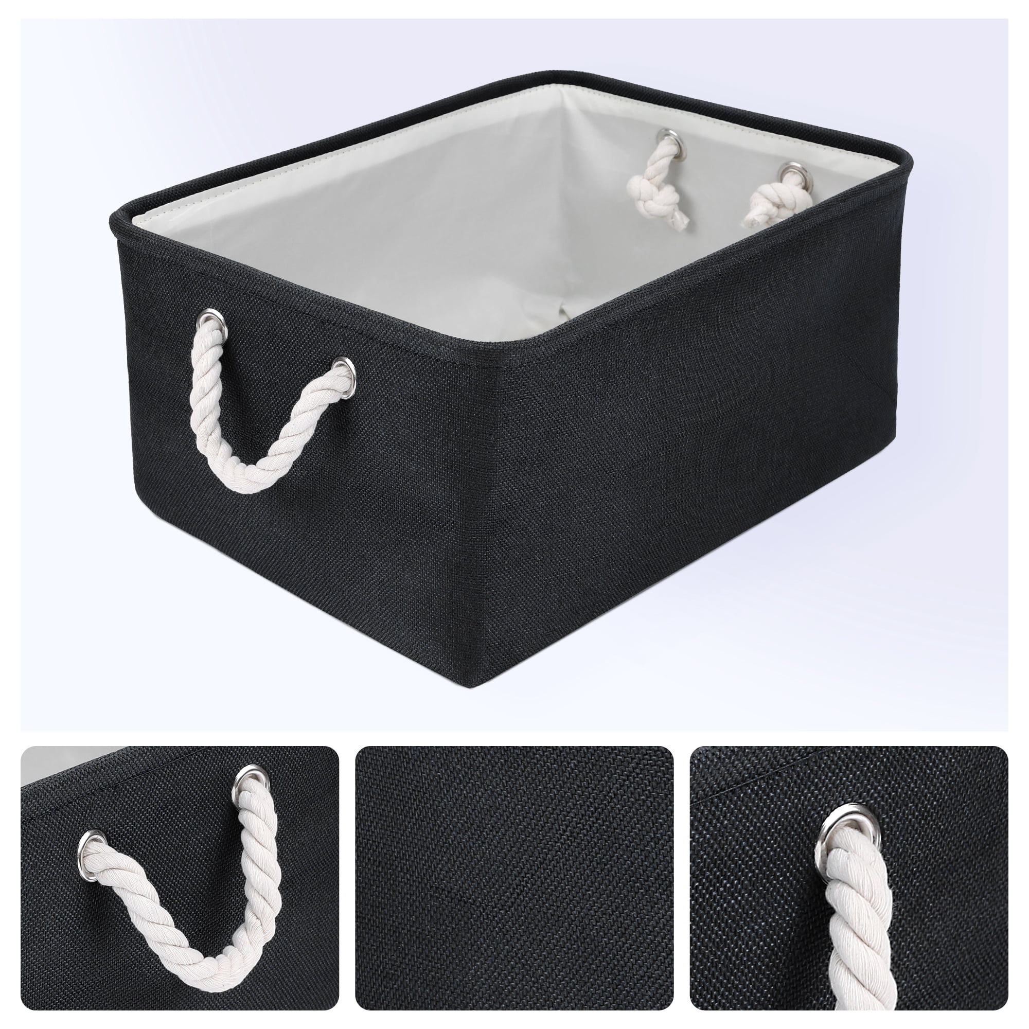 Unique Bargains Storage Bin with Handles for Closet Organizers Black 16.1"x12.2"x7.9"
