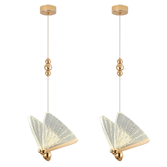 2X Pendant Lights Butterfly Model Chandeliers Lamp Indoor Lighting Bedside Bar Chandelier Duplex Staircase Ins,A