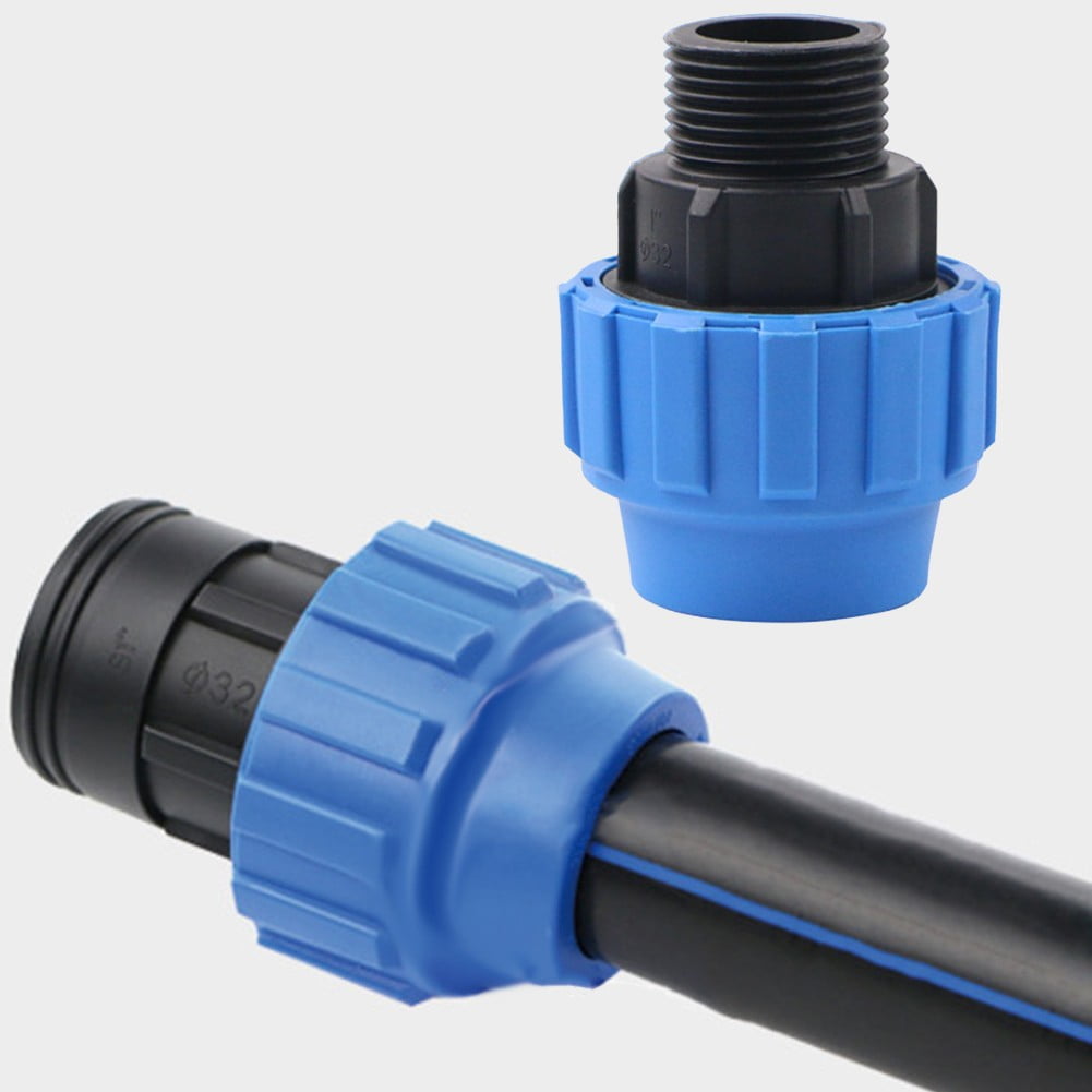 Raccord Tuyau Eau Mâle PE/PP - 32mm X 2,5cm, Bleu/Noir, Pression 16 Bar, Pour Irrigation Jardin Agricole
