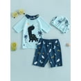 thumbnail image 2 of Wassery Baby Boys 2PCS Swimsuit Set 6M 9M 12M 18M 24M 3T Toddle Boys Summer Swimwear Dinosaur Printed Short Sleeve Rash Guard and Swim Trunks Bathing Suit Beachwear Swim Cap, 2 of 8