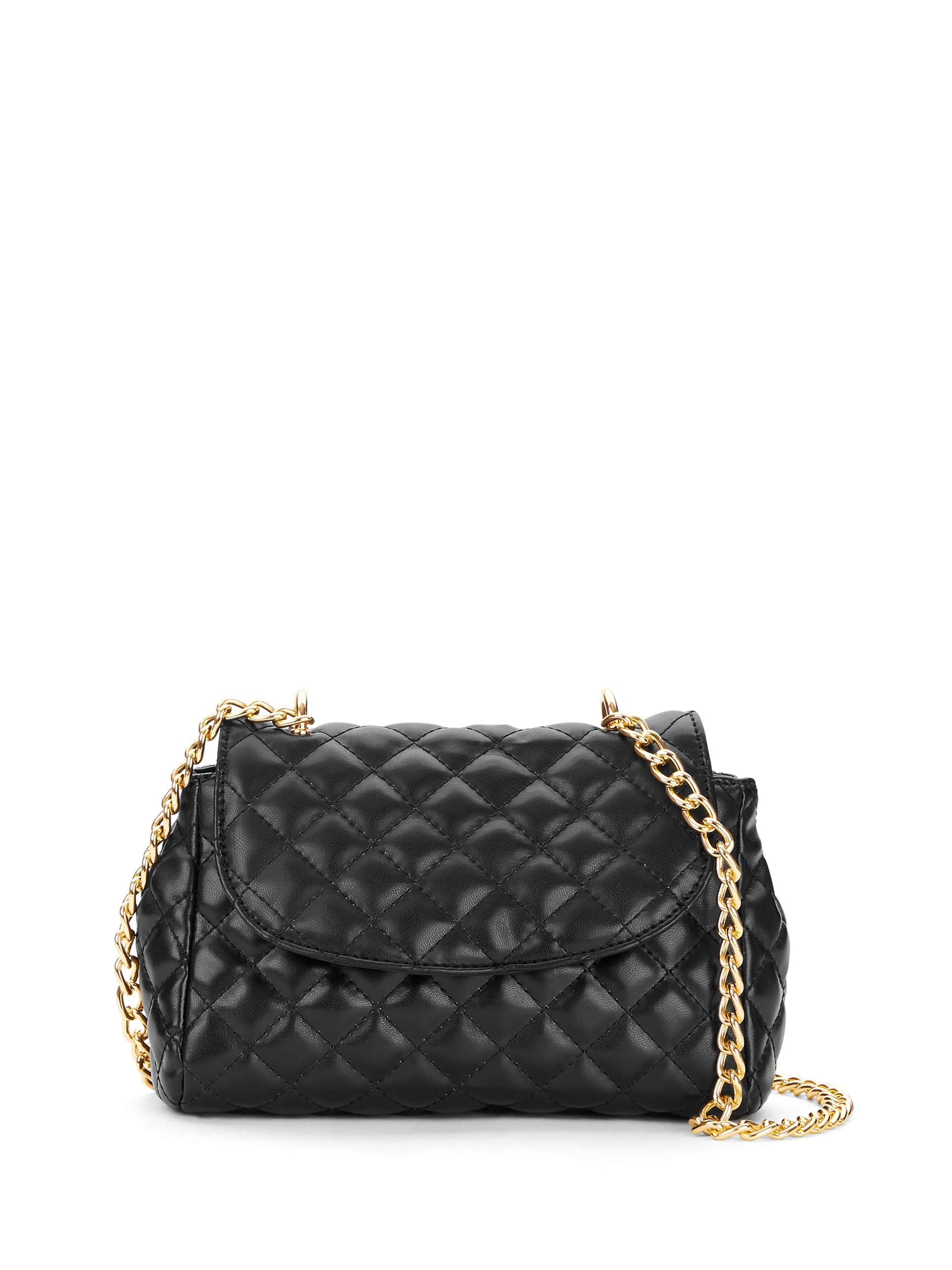 Charley Women's Quilted Chain Crossbody Bag with Magnetic Snap Closure,  Black 