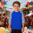 thumbnail image 2 of MIASHUI T-Shirt Graphique à Rayures pour Garçons, Chemise Décontractée à Manches Courtes, Mélange Confortable pour Jeunes et Enfants, Tenue Quotidienne Stylée, Bleu, 4-5 Ans, 2 of 4