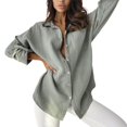 thumbnail image 1 of adviicd Chemises de Fête pour Femmes Haut Décontracté à Col Rond Basique Plissé pour Femme Blouse en Chiffon à Dos Goutte d'Eau Courbé Gris,m, 1 of 4