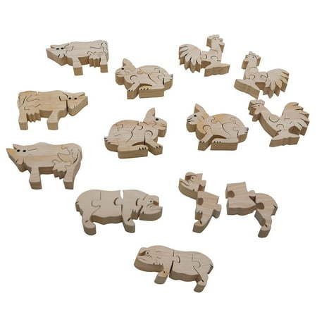 UPC: 0840614133622 | Unfinished Wooden Animal Puzzles – Farm Animals (Pack of 12)
