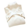 thumbnail image 1 of EIMELI Bottoming Sweater High Collar Fake 2 Pieces Head Lace Ruffle Top Flared Sleeves, 1 of 2