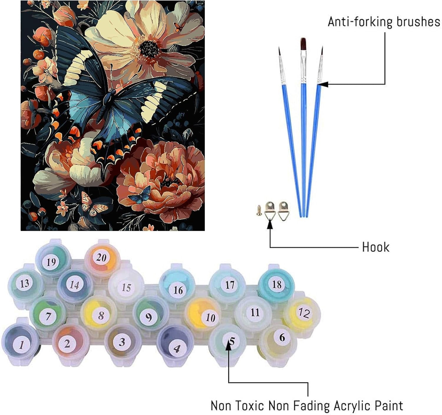 Flowers Paint by Numbers for Adults Beginner, Flowers DIY Acrylic Paint by Numbers Kit, Adult Paint by Number Kits on Canvas for Home Decor Gift 16x20 Inch,MT20746-US,16"x20"