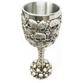 thumbnail image 3 of Gun Metal Silver Ossuary Skull Heaps Graveyard of Lost Souls Wine Goblet Chalice 8oz, 3 of 4
