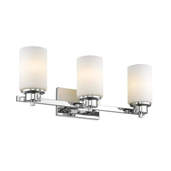 CHLOE Lighting SCARLETT Contemporary 3 Light Chrome Finish Bath Vanity Light Etched White Glass 22" Wide