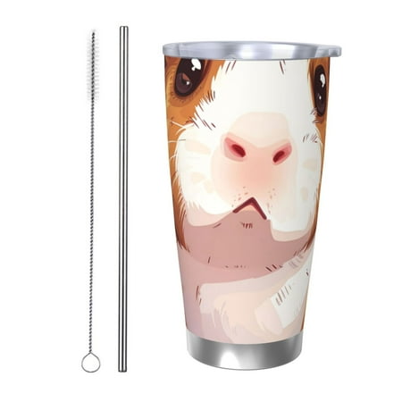 

Ocsxa Cartoon Guinea Pig Pattern 20oz Travel Coffee Mug with Flip Lid Stainless Steel Insulated Insulated Coffee Mug Thermal Cup with Splash Proof Sliding Lid-Straw Two-piece Set