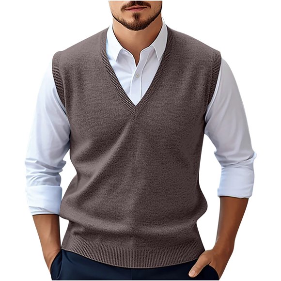 zbxnLI Sweater Vest for Men Slim V Neck Sleeveless Knit Pullovers Sweater Vests Waistcoats for Men