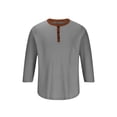 thumbnail image 3 of Tops de Verano Ligeros, Camiseta de Cuello Redondo de Manga Corta de los Hombres con Bloqueo de Color de Tres Botones Hecha de Tela Transpirable, Tops de Verano Informales, 3 of 5
