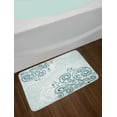 thumbnail image 2 of Floral Bath Mat, Vintage Inspired Swirled Lines Leaves Petals Shabby Classic Image Print, Non-Slip Plush Mat Bathroom Kitchen Laundry Room Decor, 29.5 X 17.5 Inches, Baby Blue Jade Green, Ambesonne, 2 of 2
