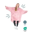 thumbnail image 6 of Bare Homey Adult Size Microplush Wearable Blanket, Split Front Pocket, Light Pink, 6 of 8