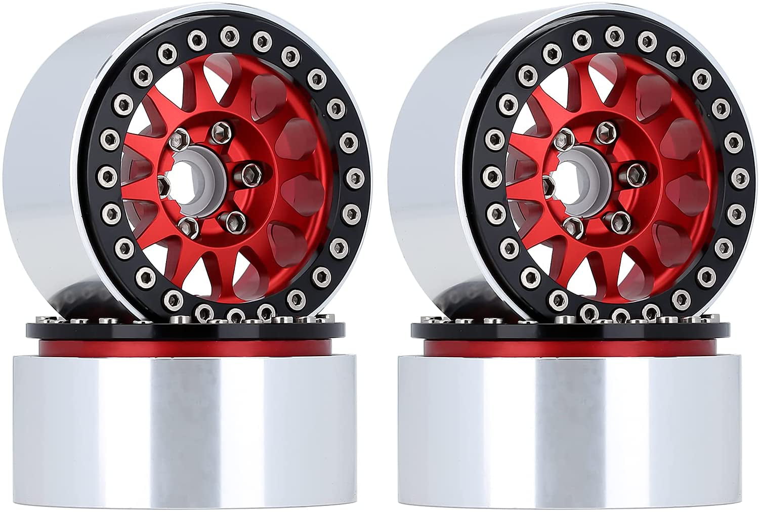4Pcs 1.9'' Alloy Beadlock Wheel Rims For Axial SCX10 TAMIYA CC01 1/10 RC Crawler 