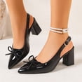 thumbnail image 6 of YTCAMLO Chunky Slingback Heels for Women, Fashion Pointed Toe Bow Tie Block Heel Pumps, Office Wedding Party Dress Shoes, 6 of 8