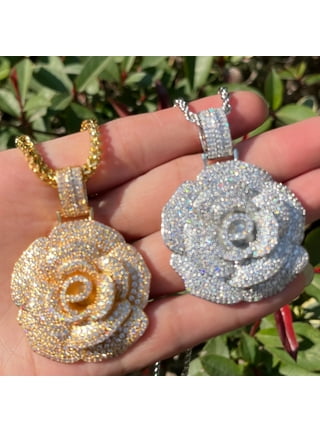 Iced out on sale rose pendant