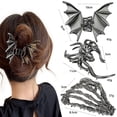 thumbnail image 2 of Qocolcyl 3 PACK Gothic Halloween Hair Claw Clips, Bat Wing Spider Skeleton Hand Metal Large Hair Clips for Women, Spooky Punk Non-Slip Hair Barrettes for Halloween Party Daily Hairstyle Decor, 2 of 2
