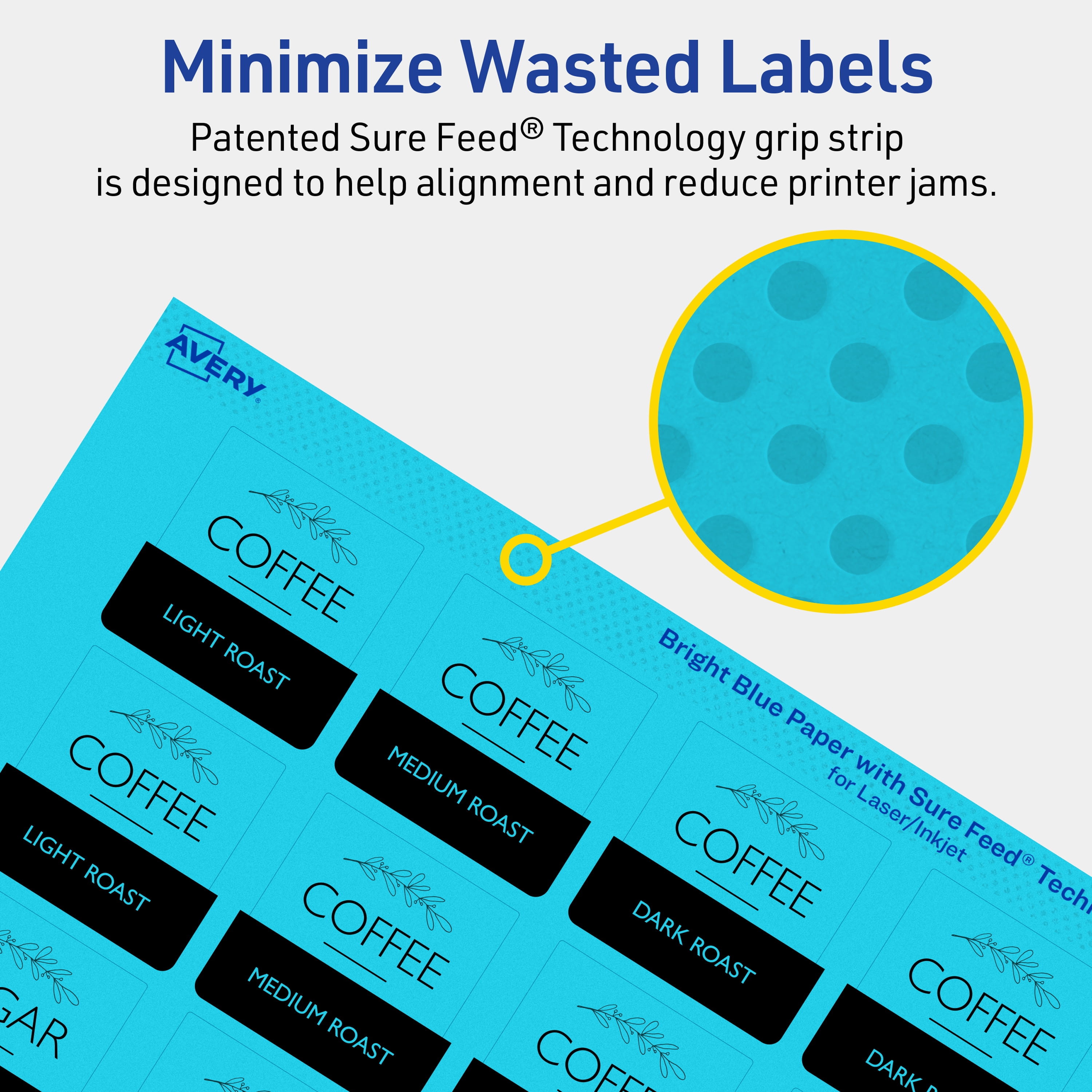 Avery Printable Square Labels, Bright Blue, 1.5" x 1.5", 800ct