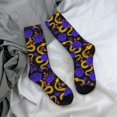 thumbnail image 5 of Xecao Golden Snake And Purple Rose Pattern Sport Socks for Women and Men Crew Socks Sporty Calf Socks Casual Socks, 5 of 6