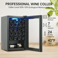 thumbnail image 2 of Wine Fridge 16 Bottle Capacity, Wine Cooler Temperature 7 Levels Adjustable, Temperature Range 40~61°F, Wine Cooler Refrigerator for Red White Wine, Champagne, Beer with Blue Interior Light, 2 of 9