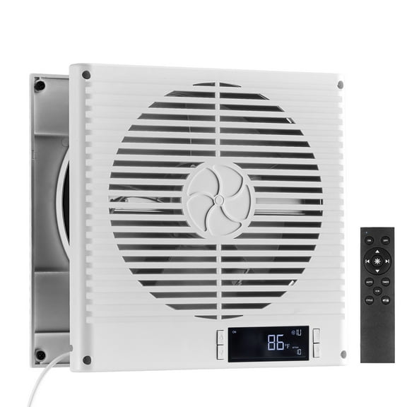 KFFKFF 7.5-Inch Room-to-Room Fan with Remote Control, 305 CFM Two-Way Airflow, 10-Speed Quiet Ventilation for Kitchens, Living Areas, Laundry Rooms, and Workshops