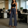 thumbnail image 4 of Oiangi Flare Work Pants for Women High Waisted Bell Bottoms Dress Pant Fall Casual Business Office Slacks with Pokcets Dark Gray 2XL, 4 of 8