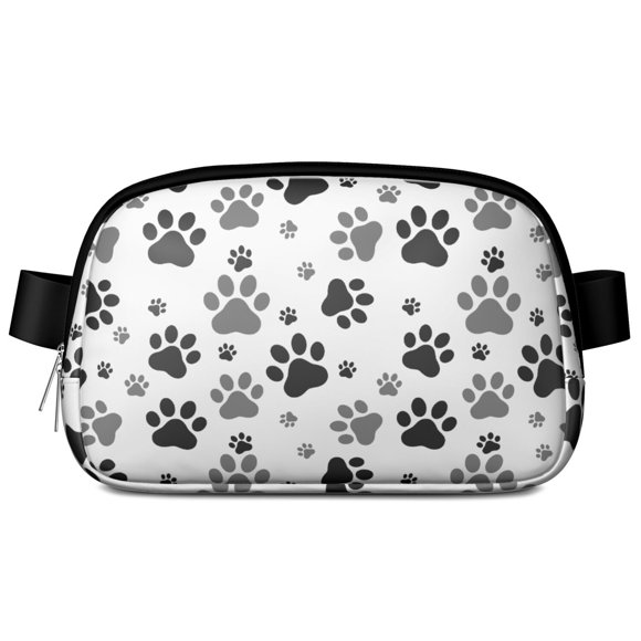 Sac Banane Imprimé Patte pour les Amoureux des Chiens – Sac de Taille Ajustable Mignon avec Design de Chiot Ludique – Sac Ceinture Imperméable pour Course, Voyage et Loisirs Quotidiens
