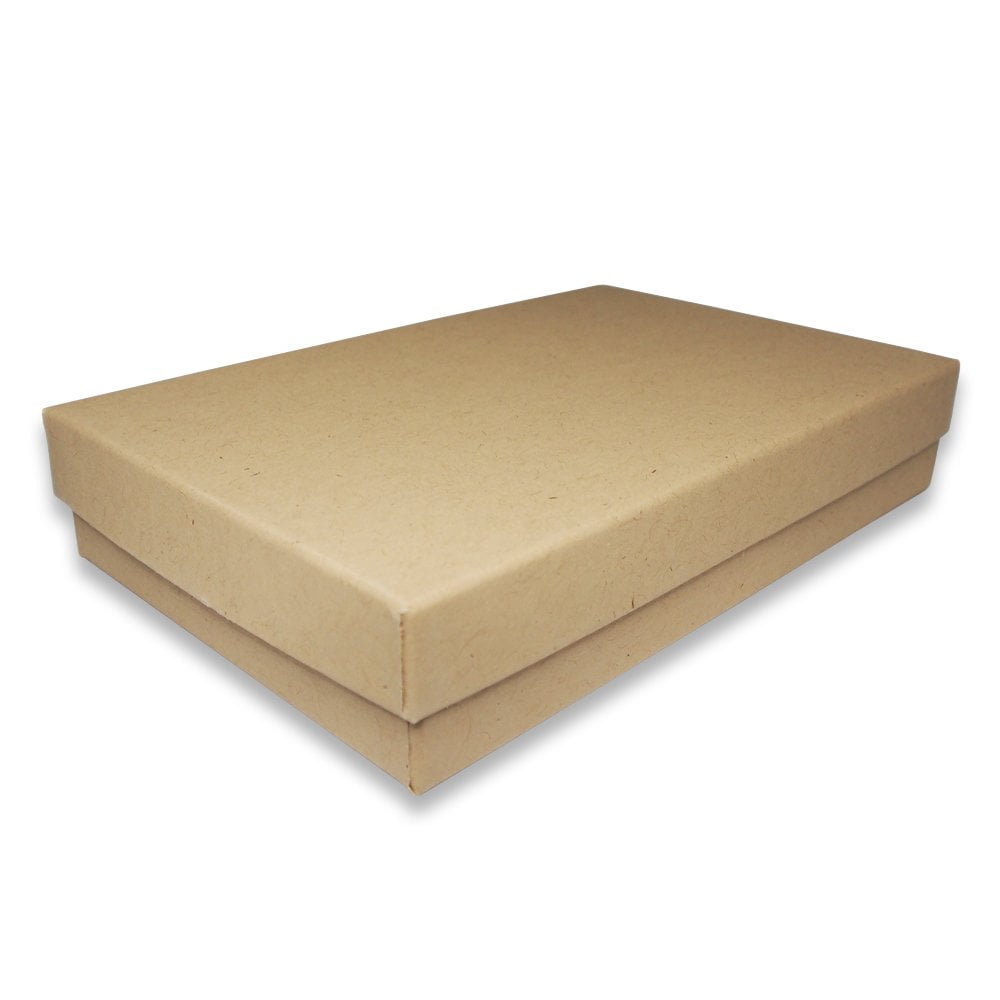 N'icePackaging - 100 Qty Kraft Imported Cotton Filled Bracelet Jewelry Boxes - for Bracelets/Watches & Thin Necklaces - 8" x 2" x 1"