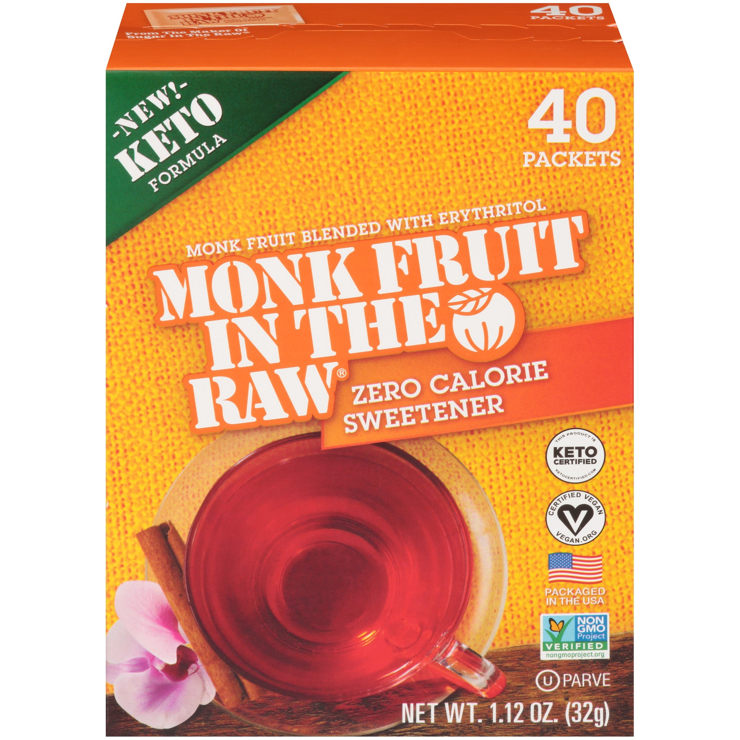 In The Raw - Monk Fruit In The Raw Zero Calorie Sweetener - 40 Packet(s