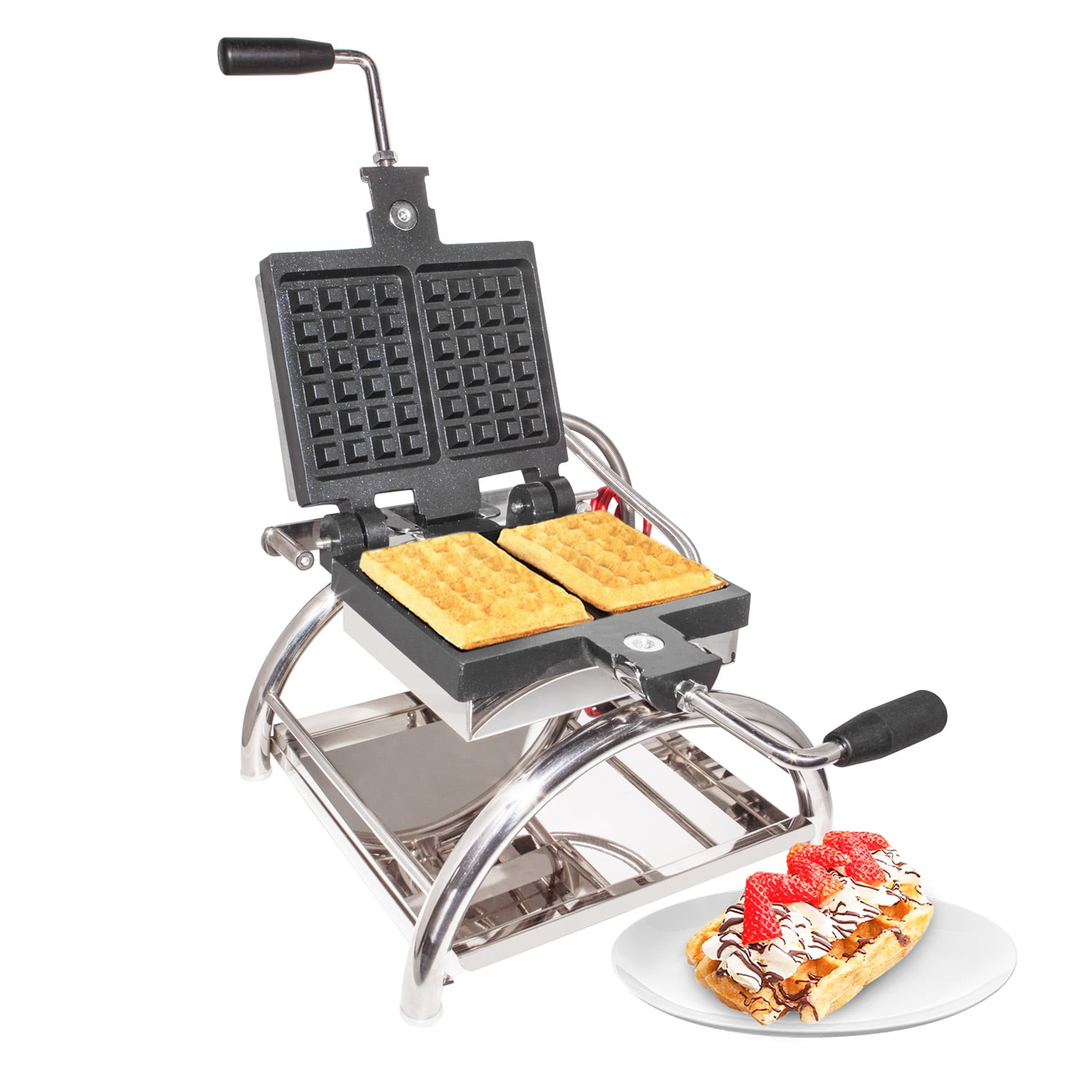 ALDKitchen Square Shape Waffle Iron Rotating Belgium Waffle Maker  Waffles No plug Nonstick Coating 110V