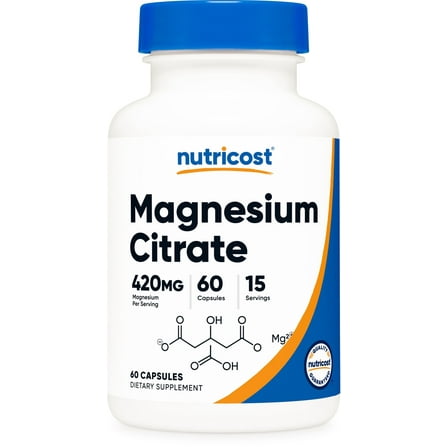 Nutricost Magnesium Citrate 420mg, 60 Veggie Capsules - 15 Servings, Gluten Free, Non-GMO, Vegetarian Friendly