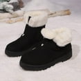 thumbnail image 5 of Dakaela Womens Snow Boots Suede Fleece Lined Chelsea Combat Winter Booties Hook Loop Anti Slip Outdoor Ankle Boot Black 7, 5 of 7