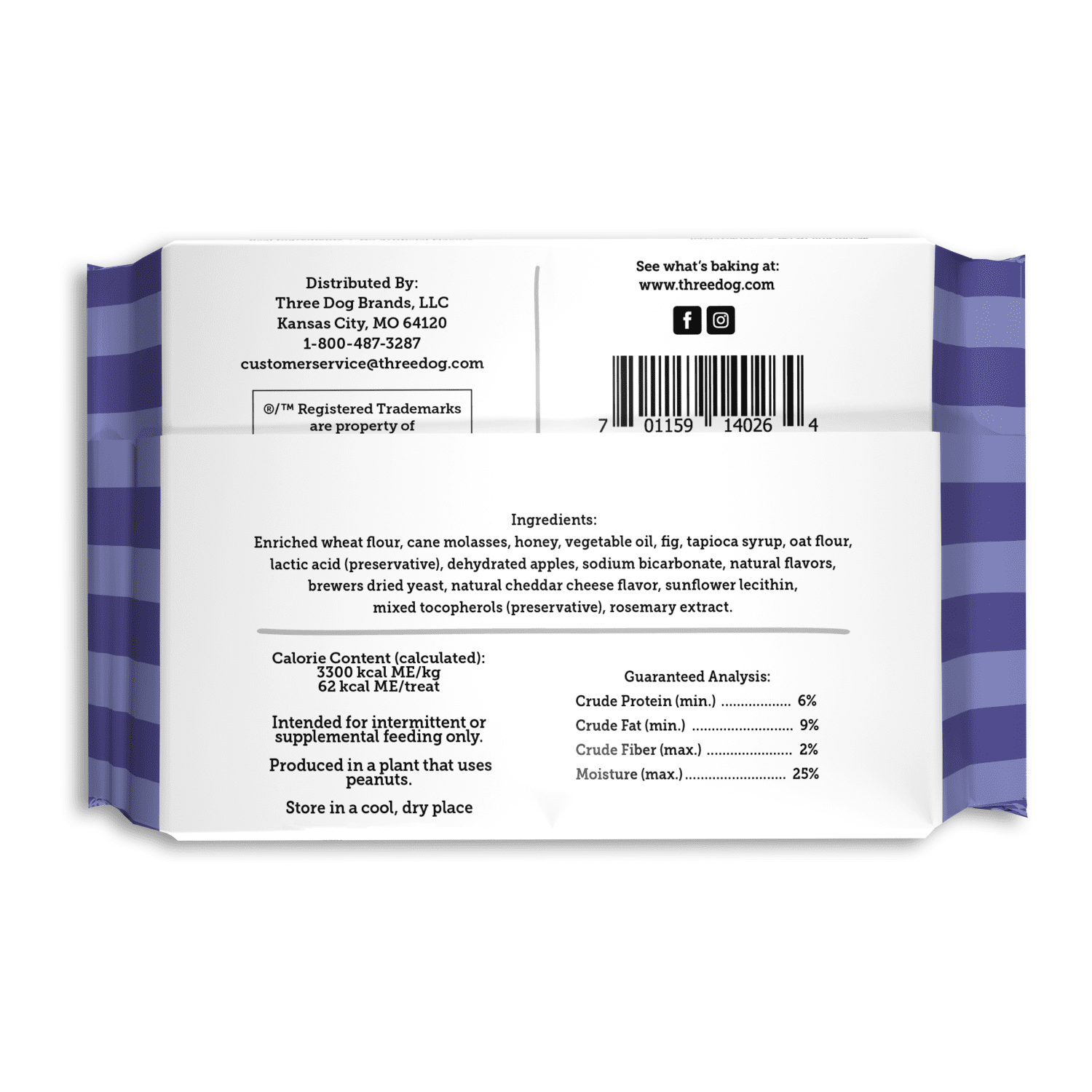 (6 pack) Three Dog Bakery Double Rewards Apple & Cheese Soft & Chewy Treats for Dogs, 10oz