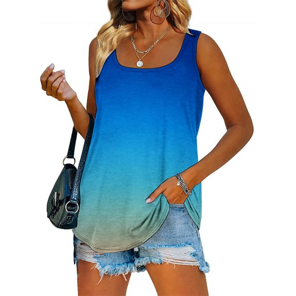 Njoeus Womens Tank Tops Women 2024 Summer Sleeveless T-Shirts Camisole Casual Flowy Tunic Top for Women Loose Comfy Blouse S-XXL