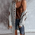 thumbnail image 2 of Womens Patchwork Cardigan Tops Long Sleeve Open Front Pockets Knit Sweaters Coat Slim Fit, 2 of 6