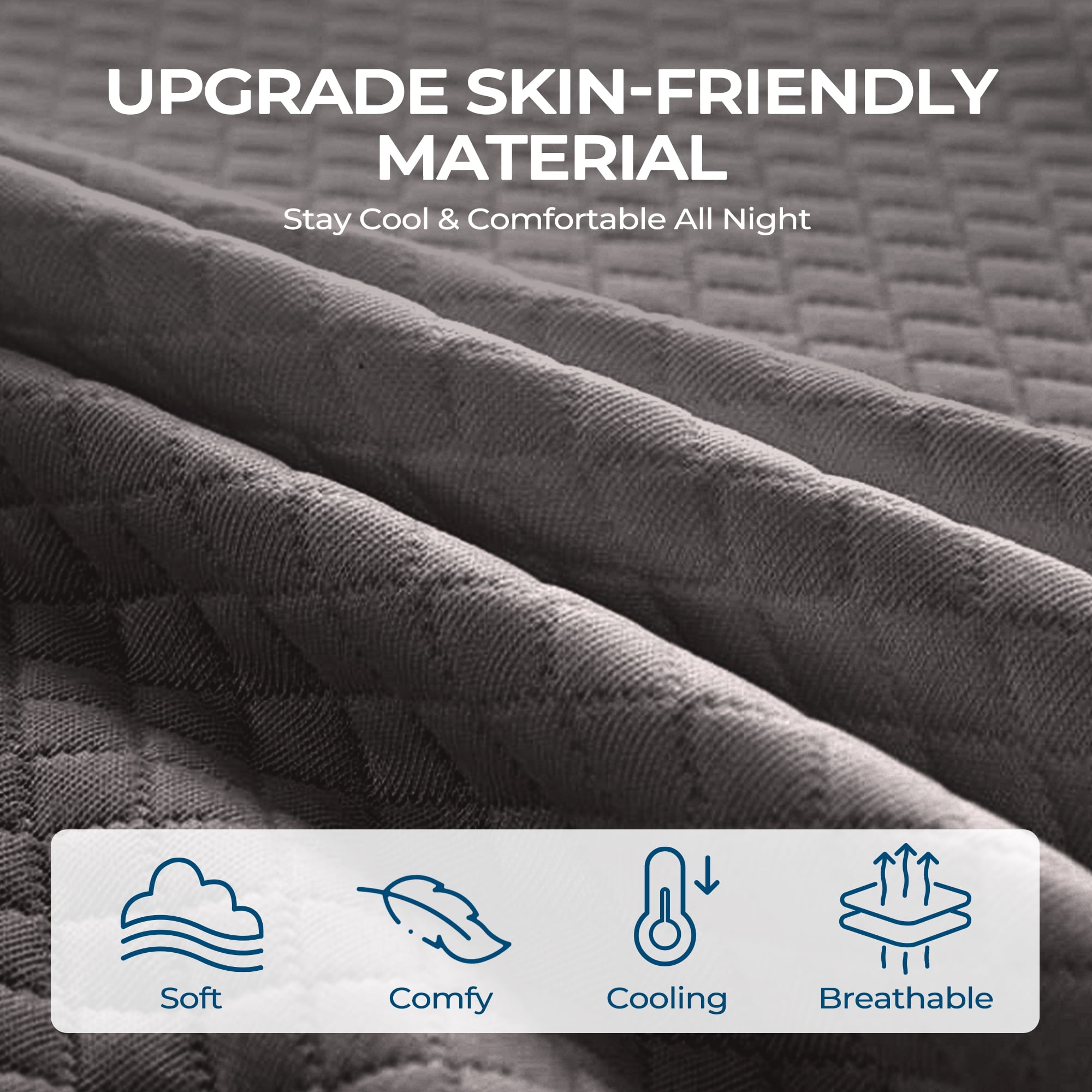 BDEUS 2 Inch Gel Memory Foam Mattress Topper, Cool Gel Infused Foam Bed Topper, Pressure Relief, Removable Soft Cover, Queen Size,Gray