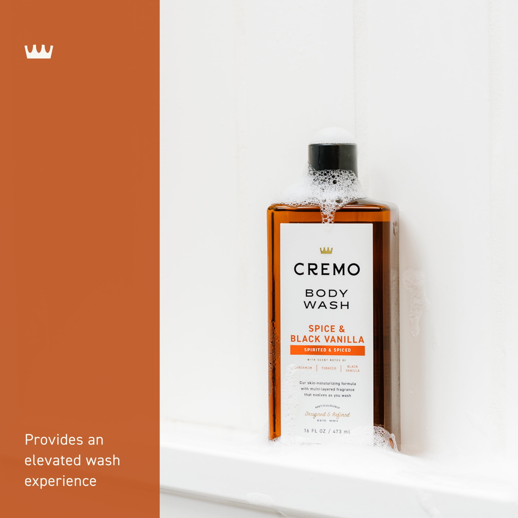 Cremo Men's Body Wash Spice & Black Vanilla, 16oz