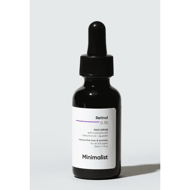 Minimalist Sérum Visage au Rétinol 0,3 % pour Anti-âge pour Débutants / Sérum Visage de Nuit au Rétinol et au Q10 pour Réduire les Ridules et les Rides / pour Femmes et Hommes / Formule au Rétinol Adaptée aux Débutants / 30 ml