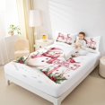 thumbnail image 4 of Feelyou Kawaii Pink Snowman Queen Sheet Sets, Winter Snowflake Flat Sheet, Happy Christmas Holiday Queen Fitted Sheet, Lightweight Room Decor, 4pcs, 4 of 7
