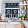 thumbnail image 6 of Kitchen Window Curtains Valance and Tier Set, Nautical Compass Retro Geometric Rod Pocket Tier Curtain Valance Set, Red and White Stripes Light Filtering Cafe Curtains for Bedroom Living Room, 6 of 9