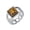 Silver Tiger Eye, variant on Stainless Steel Cuban Link Ring Square Gemstone Signet Edgy Statement Jewelry for Streetwear & Daily Wear Silver Onyx Size 9