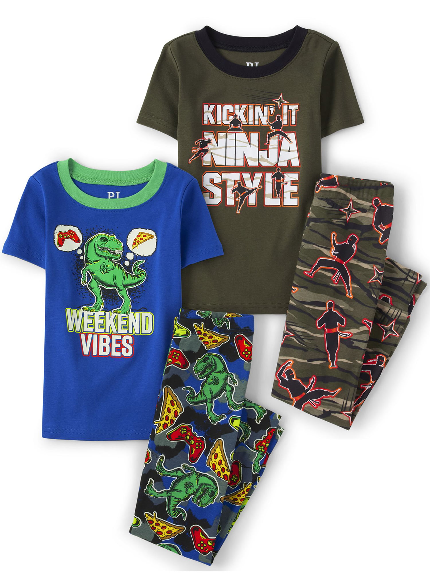 The Children's Place Boys Short-Sleeve and Pant Cotton Pajama Multi ...