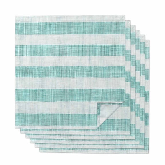 Aqua Striped Cloth Napkins, Rustic Farmhouse Stripes Washable and Reusable Dinner Napkins Set of 6, Table Napkin for Kitchen Party Birthday Wedding Hotel Housewarming 20"x20"