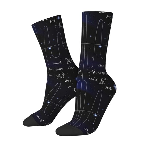 Kdxio Mathematica Science Print Unisex Crew Socks Casual Athletic Socks Novelty Socks Breathable Running Socks for Adult