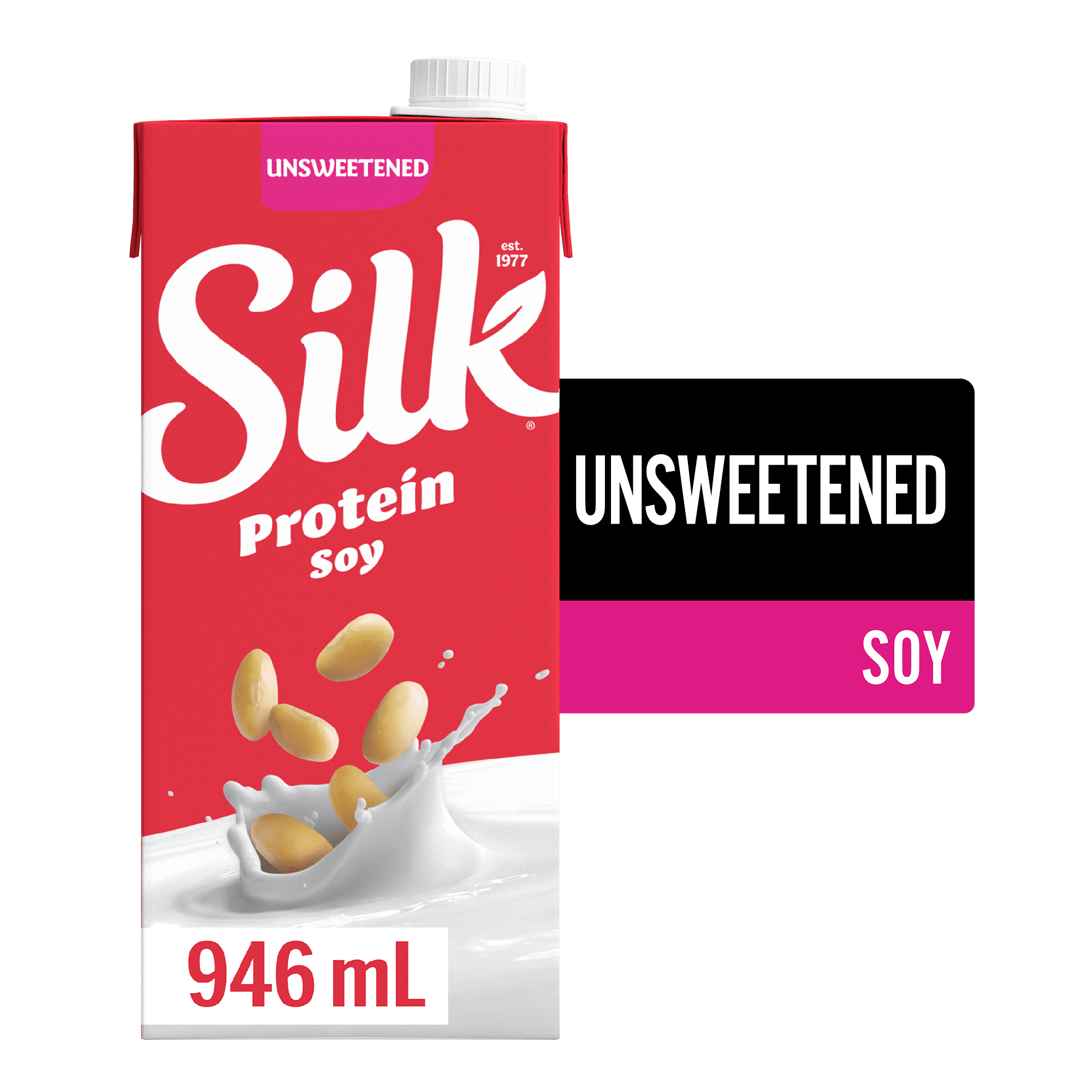 Silk Soy Milk Alternative, Unsweetened, Dairy Free, Shelf Stable, 8g of protein, 946 mL
